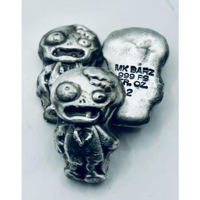 2 Oz MK BarZ Undead Fun- Zombie Boy.999 Fine Silver