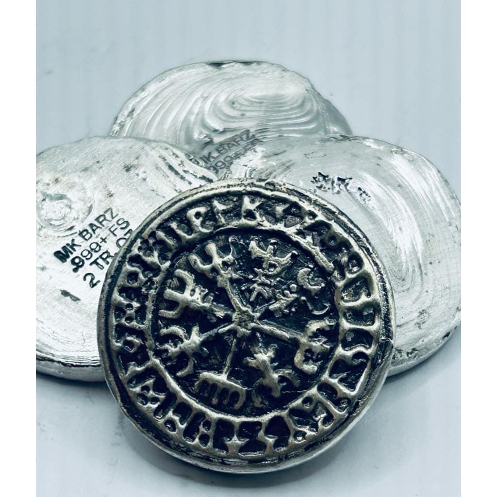 2 Oz MK BarZ Viking Token/Coin Treasure Round.999 FS Hand Poured