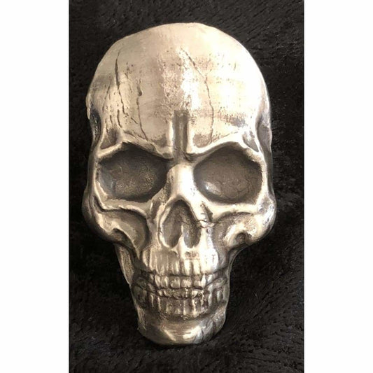 2 Troy Oz MK BARZ Fine Detail Skull.999 Fine Silver Hand Poured