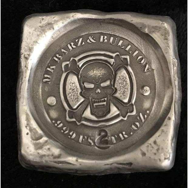 2 Troy Oz MK BarZ Jolly Roger Chunky Stamped Square