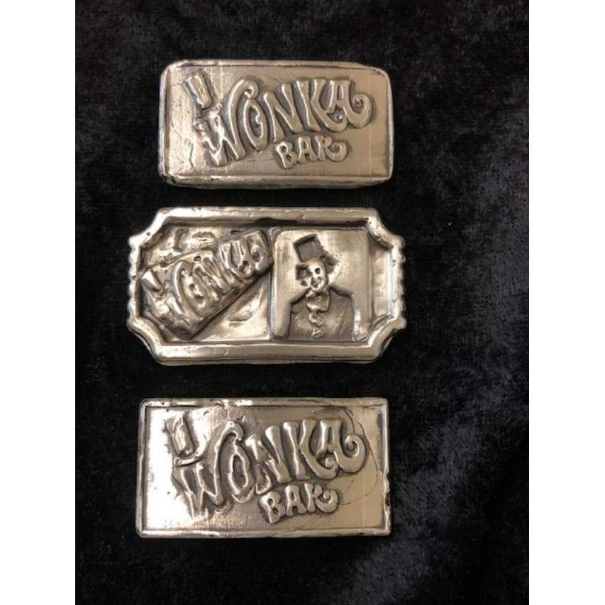 2 Troy Oz. MK BarZ Willie Wonka Chocolate BarZ.999 Fine Silver