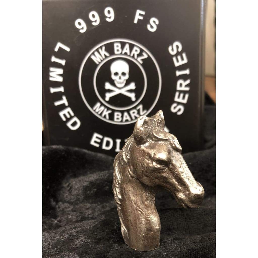 3.5 Oz MK BarZ Stallion Horse Bust Sand Cast Custom Bar.999FS