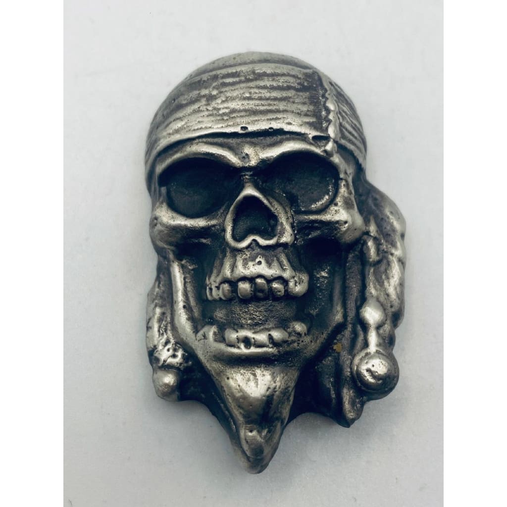 3.5 Ozt MK BarZ Black Jack Skull Bar.999 fine silver