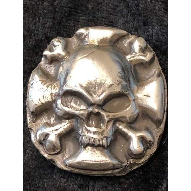 3 Oz MK BarZ Death & Destruction Medal Hand Poured Skull.999 FS