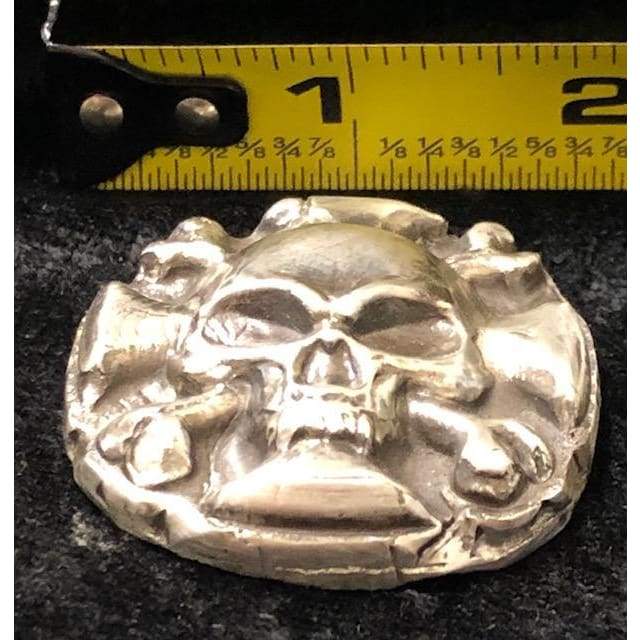 3 Oz  MK BarZ "Death & Destruction Medal" Hand Poured Skull .999 FS - MK BARZ AND BULLION
