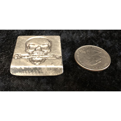 3 Oz MK BarZ Hand Poured Skull Buccaneer Square Bar.999 FS