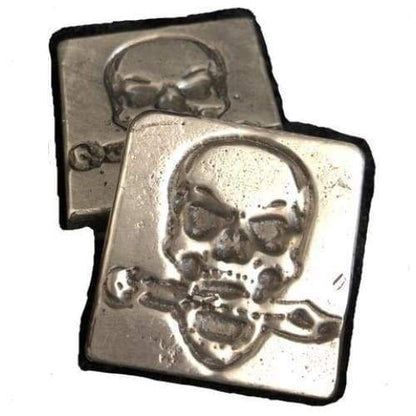 3 Oz MK BarZ Hand Poured Skull Buccaneer Square Bar.999 FS