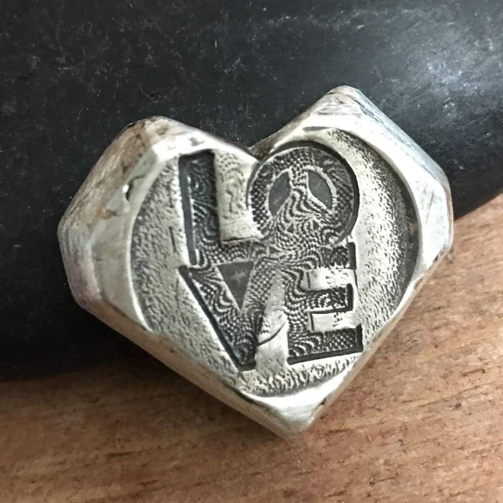 3 Oz MK BarZ Love & Peace Diamond Heart Shaped Bar - silver bullion