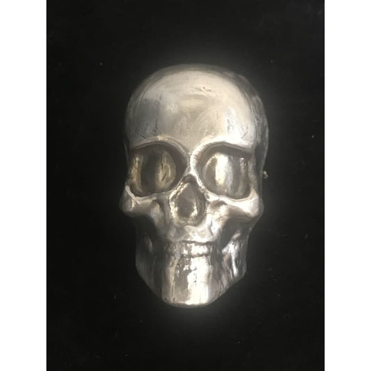 3 Oz MK BarZ Smiling Skull 3D Skull Hand Poured.999 Fine Silver