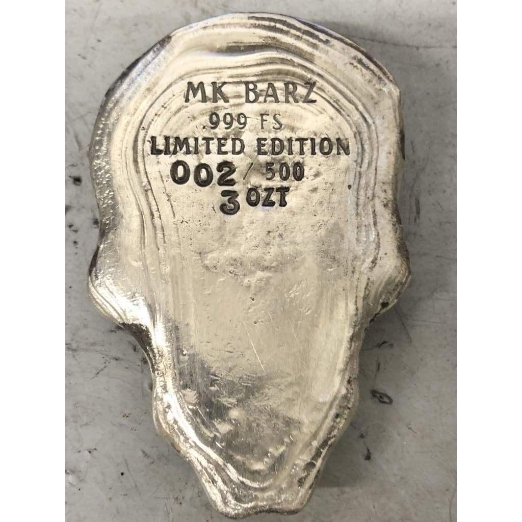 3 ozt MK BarZ Angry Skull.999 FS Hand Poured LTD - Silver bullion
