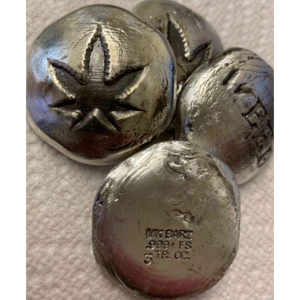 3 Ozt MK BarZ Weed Stone Hand Poured.999 Fine Silver - Silver bullion