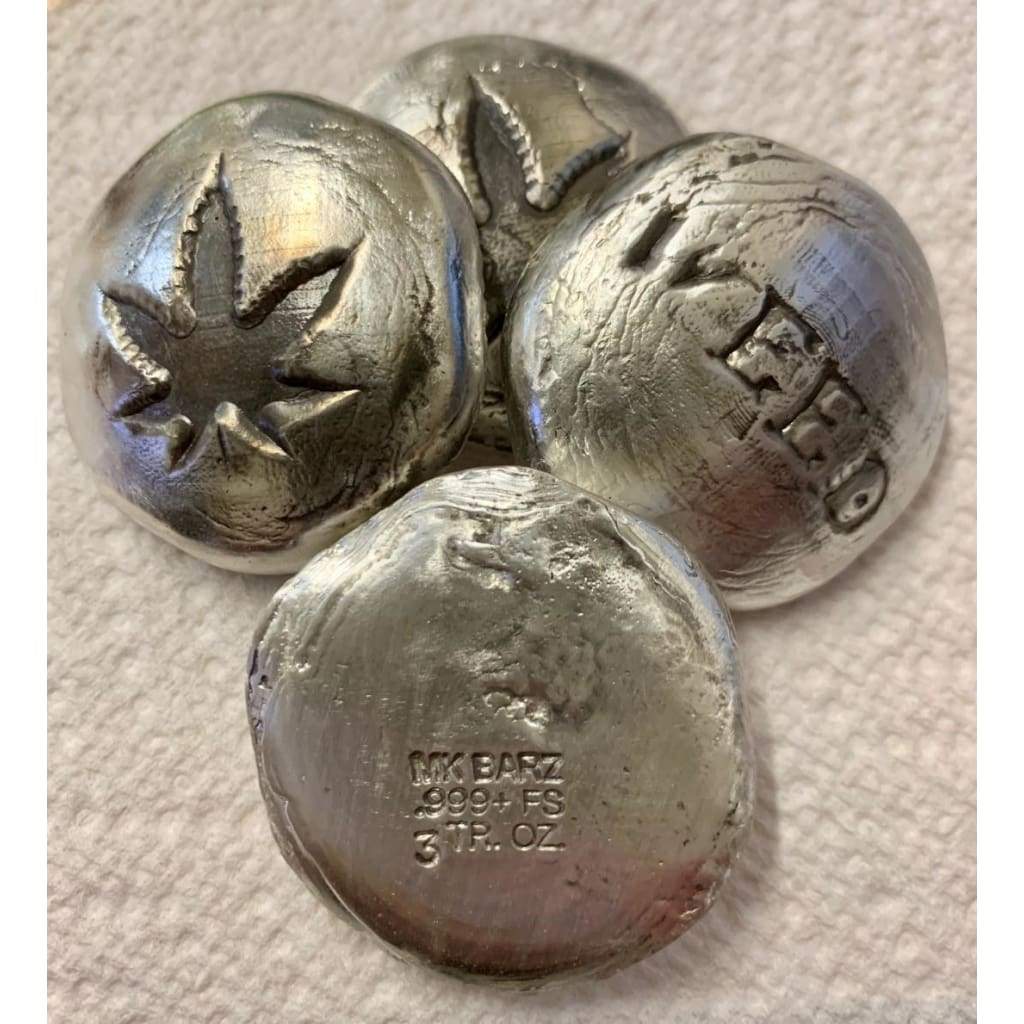 3 Ozt MK BarZ "Weed Stone"  Hand Poured .999 Fine Silver - MK BARZ AND BULLION