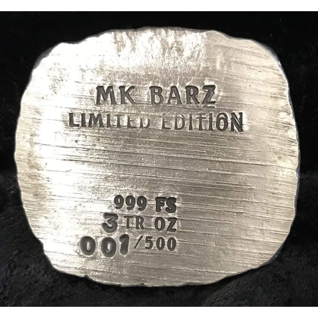 3 Troy Oz.999 FS MK BarZ Invasion Stamped Chunky Nugget Square
