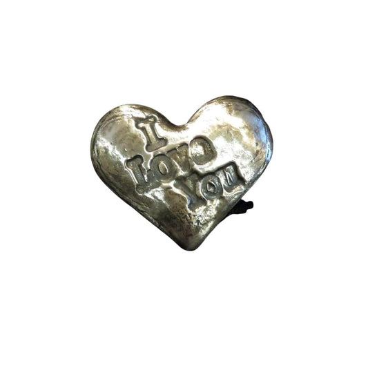 4.5 Troy Oz. MK BarZ I Love You Heart Hand Poured.999 Fine Silver
