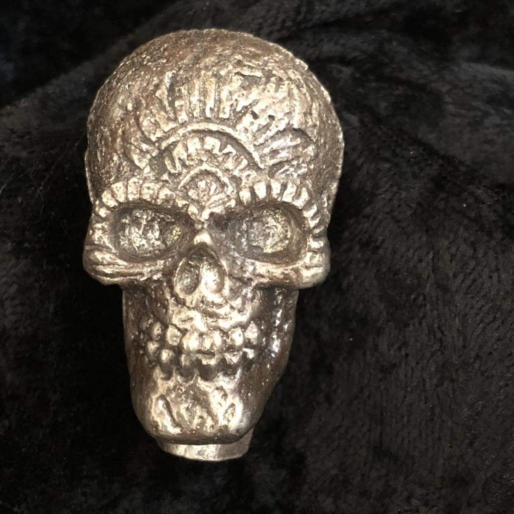 4.75 Oz MK BarZ 3D Day Of The Dead Skull Bust Sand Cast Custom Bar.999FS