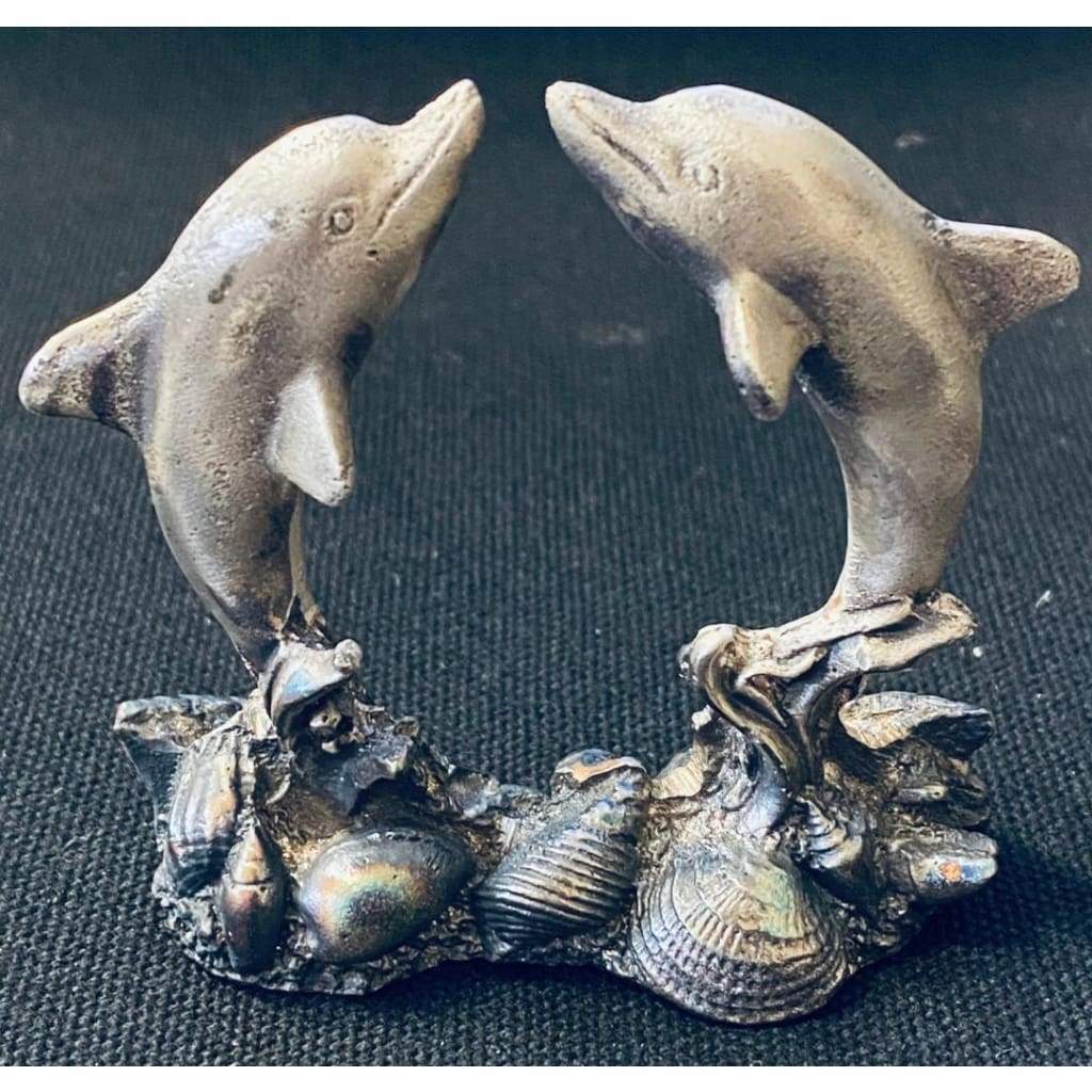 @5.2 Ozt. MK BarZ Dolphin Love Art Statue 3D Sand Cast.999 Fine SIlver