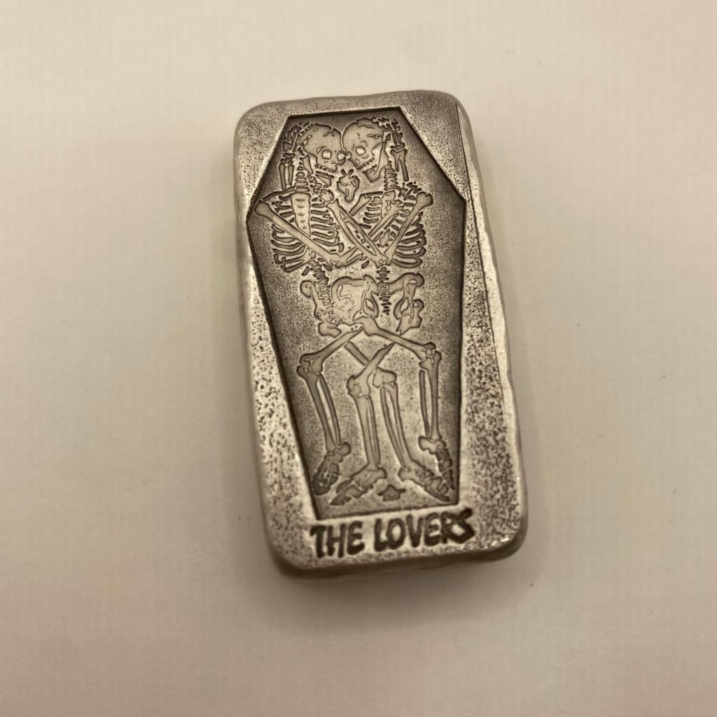 5 Oz MK BarZ The Tomb of Lovers Stamped Bar.999 FS
