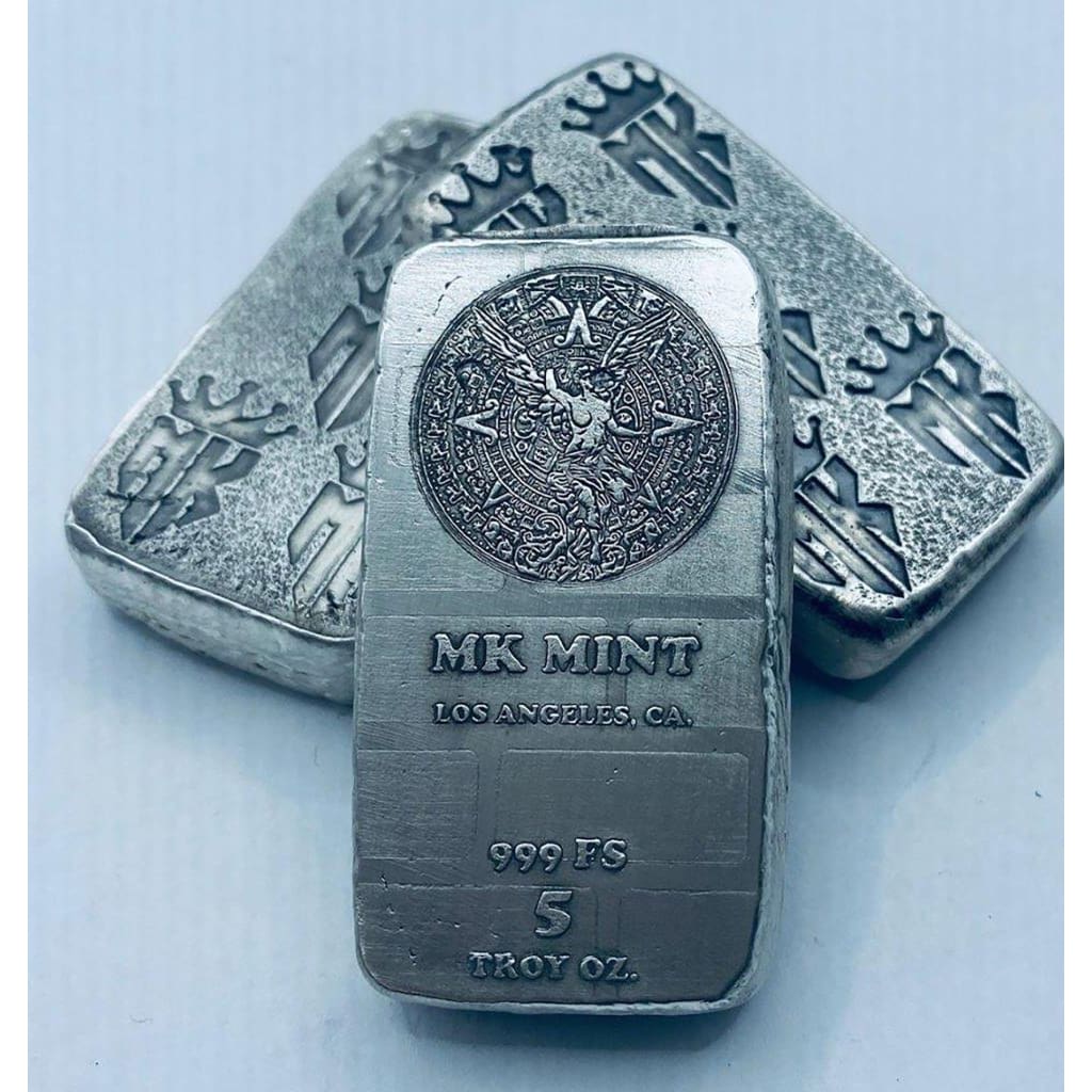 5 Ozt MK BarZ Angel of Independence Monogrammed Weight Bar.999 Fine Silver