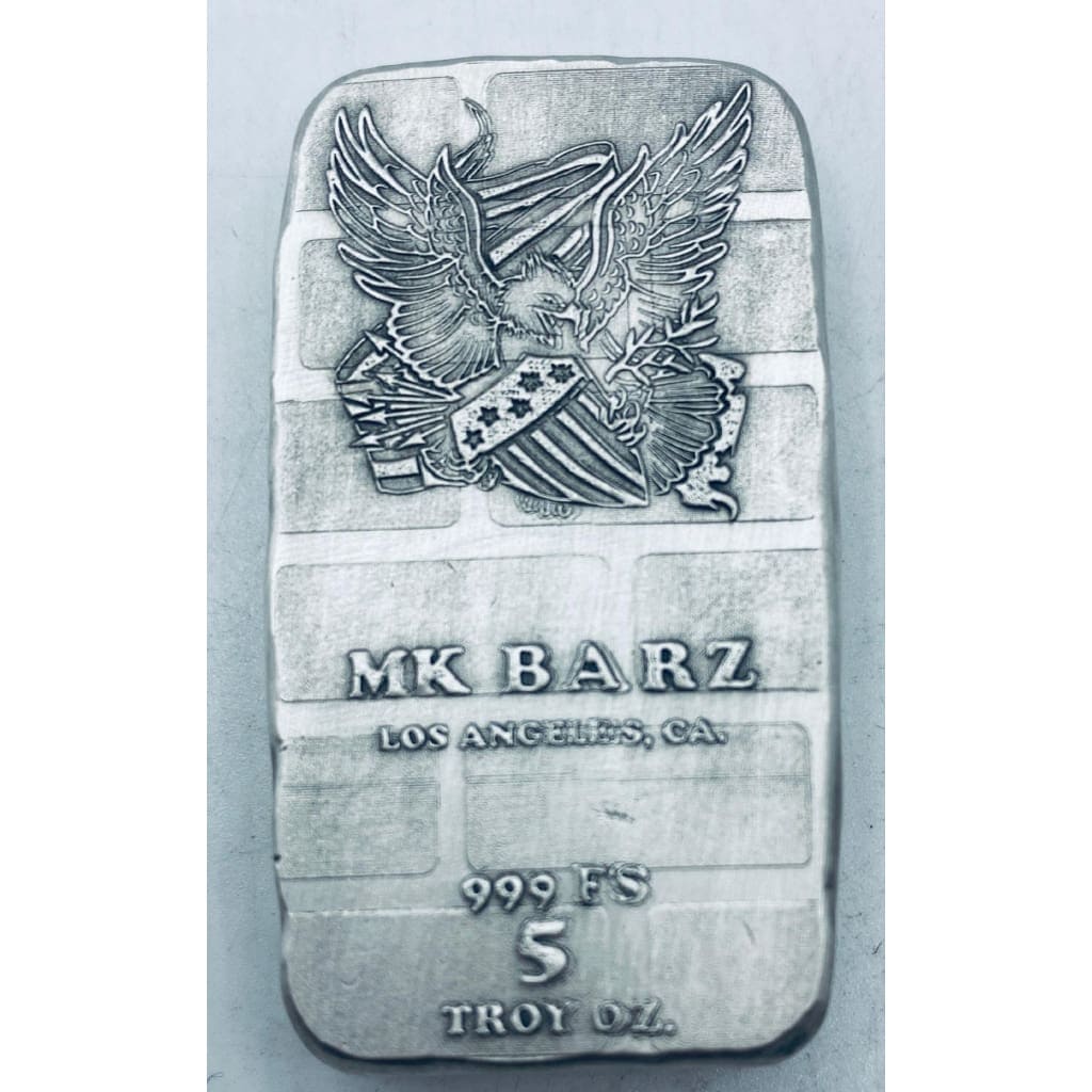 5 Ozt MK BarZ Patriot Monogrammed Back Weight Bar.999 Fine Silver