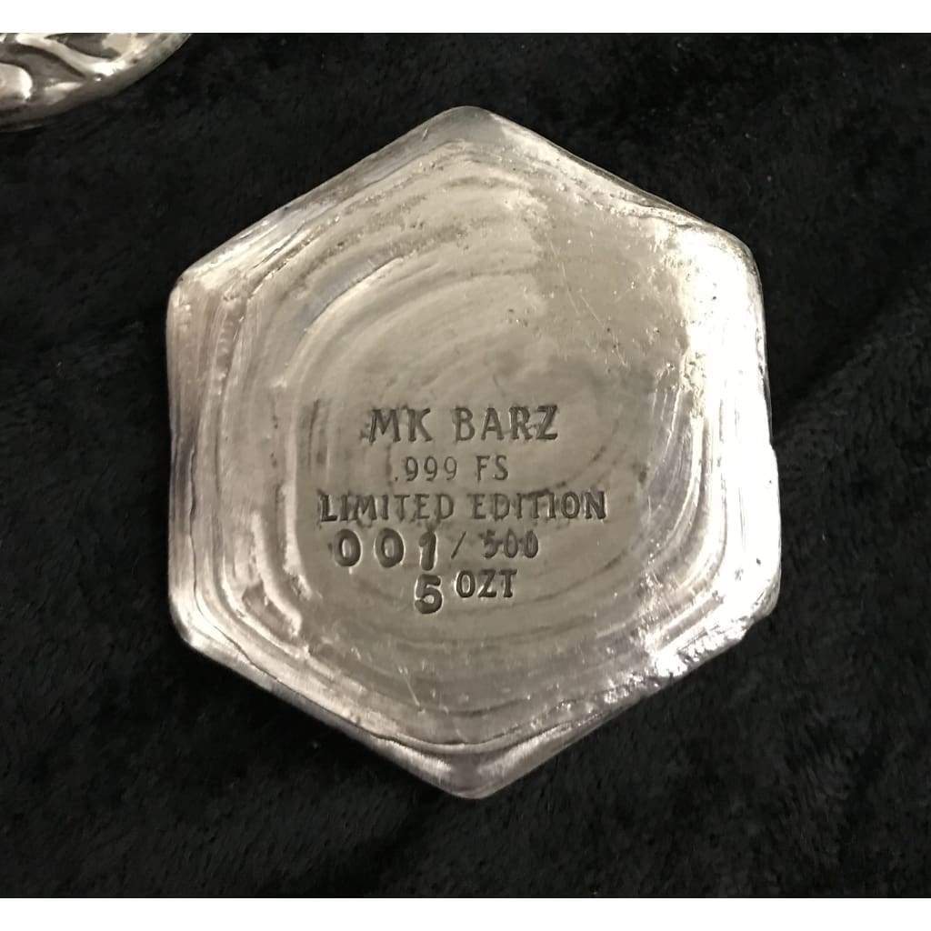 5 Ozt MK BarZ Pendragon Hexagon LTD Sand Cast.999 FS