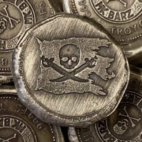 .5 Ozt MK BarZ “Pirate Flag-Fractional Round Stamped.999 Fine Silver - silver bullion