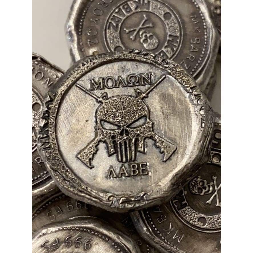 .5 Ozt MK BarZ Punisher-Moaon Aabe-Fractional Round Stamped.999 Fine Silver - silver bullion