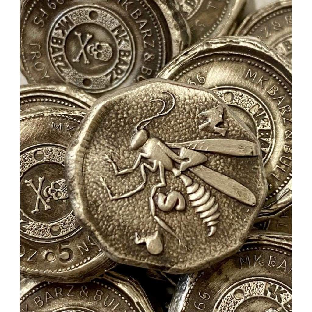 .5 Ozt MK BarZ Wasp-Fractional Round Stamped.999 Fine Silver - silver bullion