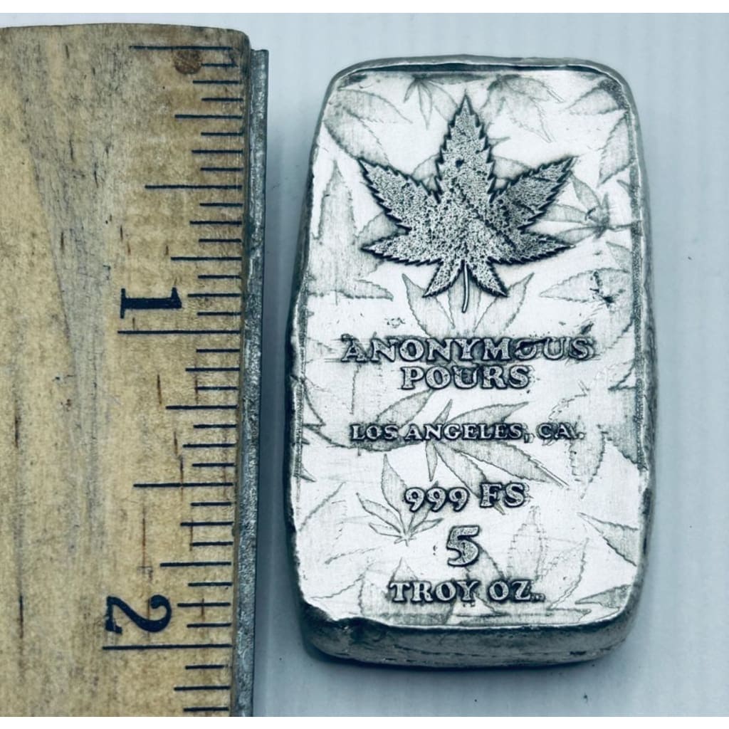 5 Ozt MK BarZ/Anon Los Angeles Hemp Weight Bar Hand Poured.999 Fine Silver - Silver bullion